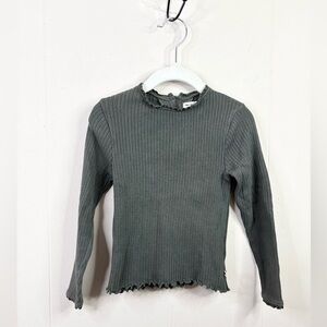 The new society green ribbed ruffle top lettuce hem size 4